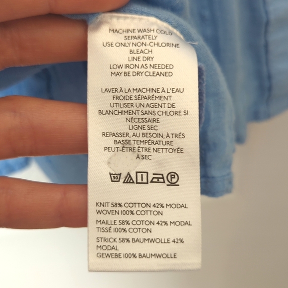 Pilcro Anthropologie Side Buttoned Ruffled Hem Babydoll Muscle Tank Top Blue XSP - Picture 6 of 12